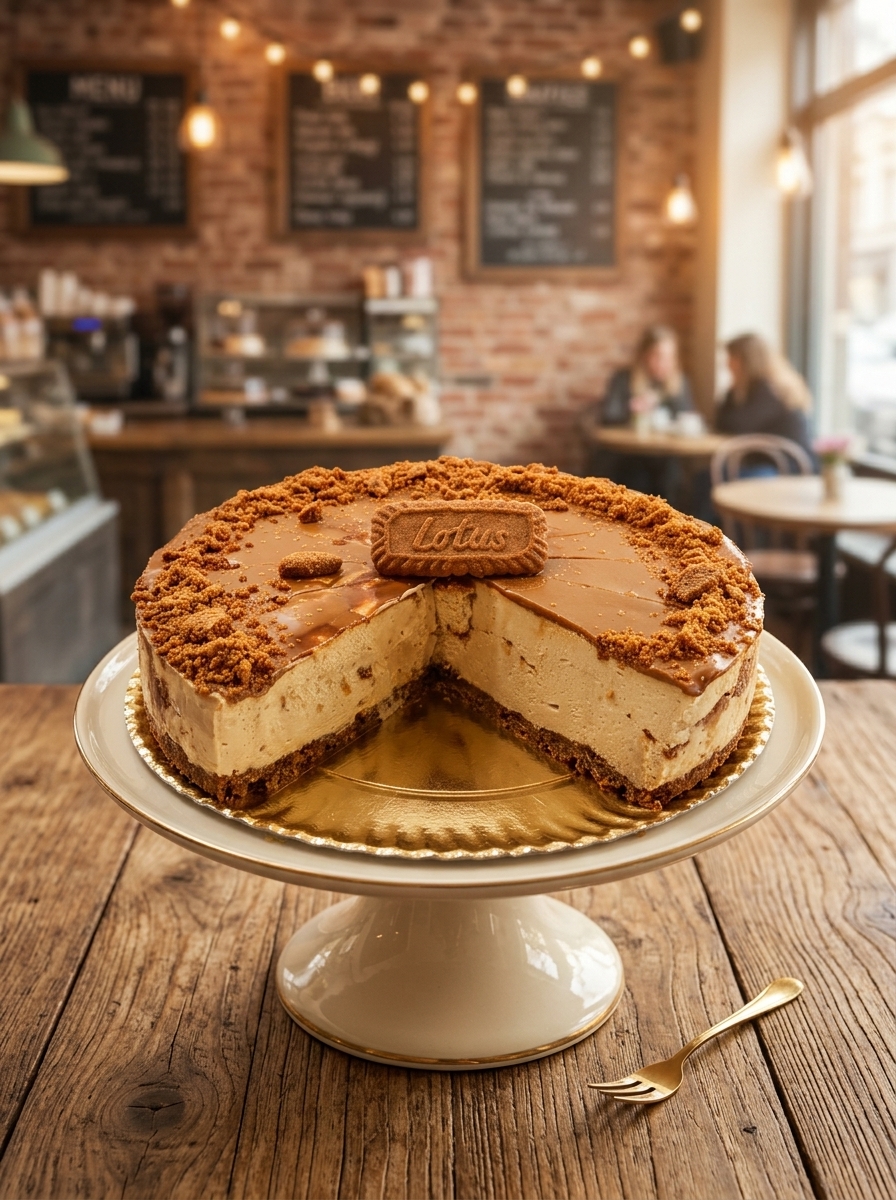 Decoración de tarta artesanal: Cheesecake Lotus
