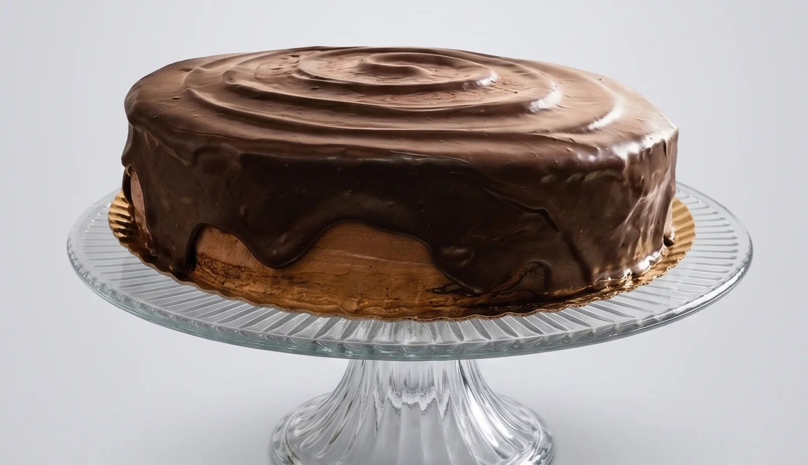 Tarta de chocolate artesanal con cobertura brillante y virutas de chocolate